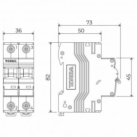 Автоматический выключатель 2P 63 A C 6 кА Werkel W902P636