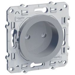Розетка Schneider Electric Odace без заземления со шторками алюминий