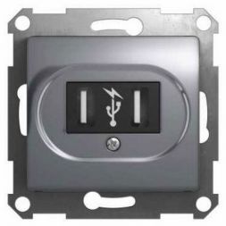 Розетка Schneider Electric Glossa Алюминий USB GSL000332