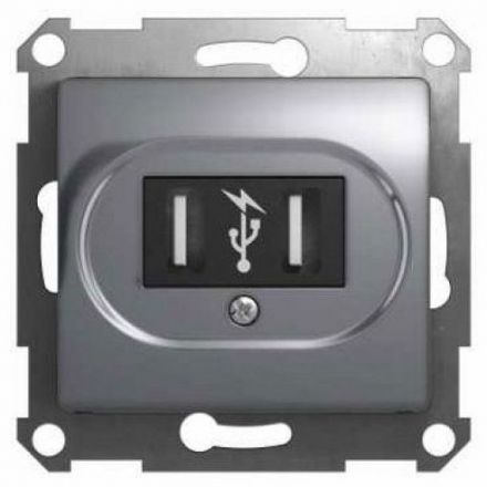 Розетка Schneider Electric Glossa Алюминий USB GSL000332