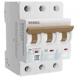 Автоматический выключатель 3P 10 A C 4,5 кА Werkel W903P104