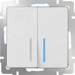Выключатель 2-клавишный проходной с подсветкой Werkel W1122101 белый (WL01-SW-2G-2W-LED)