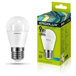 Светодиодная лампа Ergolux LED-G45-9W-Е27-4K