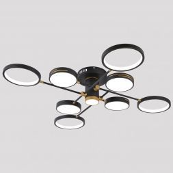 Светильник потолочный Linvel MS 1124/9 Тара 103-112W Чёрный/золото 3000-6000К диммируемый с ПДУ 5488Lm D1000 H180