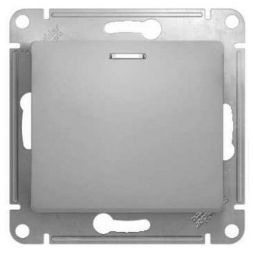 Выключатель 1-клавишный с подсветкой Schneider Electric Glossa Алюминий, сх.1а GSL000313