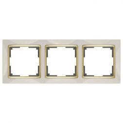 Рамка 3-местная Werkel W0031932 слоновая кость, вставка золото (WL03-Frame-03-ivory-GD)