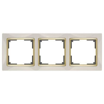 Рамка 3-местная Werkel W0031932 слоновая кость, вставка золото (WL03-Frame-03-ivory-GD)