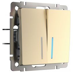 Выключатель двухклавишный с подсветкой Werkel W1120111 шампань (WL11-SW-2G-LED)