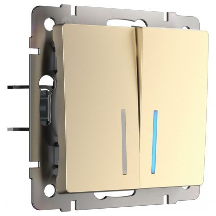 Выключатель двухклавишный с подсветкой Werkel W1120111 шампань (WL11-SW-2G-LED)
