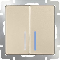 Выключатель двухклавишный с подсветкой Werkel W1120111 шампань (WL11-SW-2G-LED)