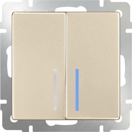 Выключатель двухклавишный с подсветкой Werkel W1120111 шампань (WL11-SW-2G-LED)