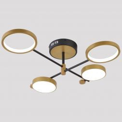 Светильник потолочный Linvel MS 1125/4 Камп 56W Чёрный/золото 3000-6000К диммируемый с ПДУ 2744Lm D700 H220