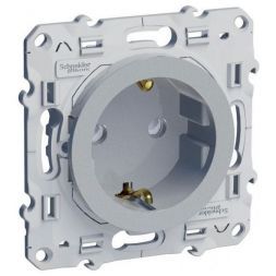 Розетка Schneider Electric Odace с заземлением со шторками алюминий