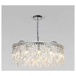 Подвесной светильник Eurosvet 60159 хром/ прозрачный хрусталь Strotskis (EUROSVET 60159 хром/ прозрачный хрусталь Strotskis)