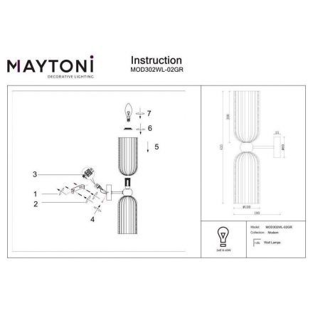 Бра Maytoni MOD302WL-02GR Antic