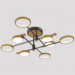 Светильник потолочный Linvel MS 1125/8 Камп 92-112W Чёрный/золото 3000-6000К диммируемый с ПДУ 5488Lm D900 H280