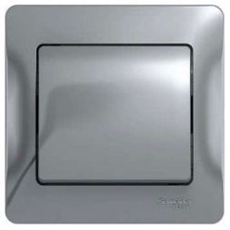Выключатель 1-клавишный Schneider Electric Glossa Алюминий, сх.1 (в сборе с рамкой) GSL000312