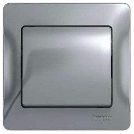Выключатель 1-клавишный Schneider Electric Glossa Алюминий, сх.1 (в сборе с рамкой) GSL000312