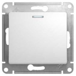 Переключатель 1-клавишный с подсветкой Schneider Electric Glossa Бел, сх.6а GSL000163