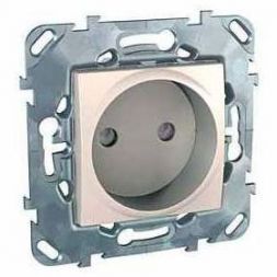 Розетка 1-ая Schneider Electric Unica Беж б/з с защитными шторками винт. зажим MGU5.033.25ZD
