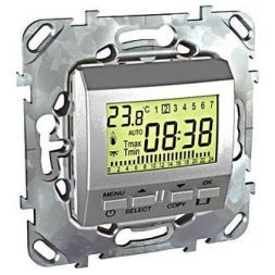 Термостат программируемый недельный Schneider Electric Unica Бел (от+5 до +35град) перекидной контакт MGU5.505.18ZD