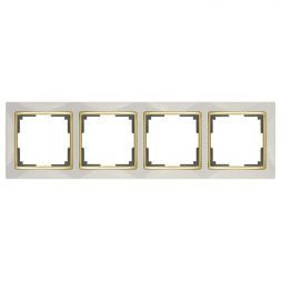 Рамка 4-местная Werkel W0041932 слоновая кость, вставка золото (WL03-Frame-04-ivory-GD)