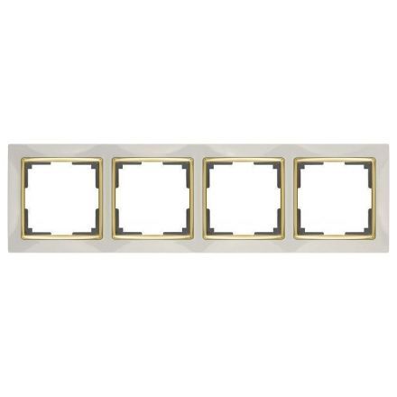 Рамка 4-местная Werkel W0041932 слоновая кость, вставка золото (WL03-Frame-04-ivory-GD)