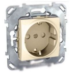 Розетка 1-ая Schneider Electric Unica Беж с с/з винт. зажим MGU5.036.25ZD