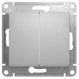 Выключатель 2-клавишный Schneider Electric Glossa Алюминий, сх.5 GSL000351