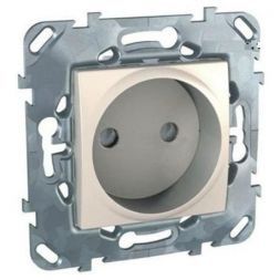 Розетка 1-ая Schneider Electric Unica Беж с с/з с защитными шторками винт. зажим MGU5.037.25ZD