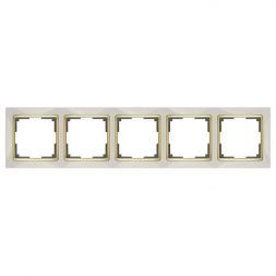 Рамка 5-местная Werkel W0051932 слоновая кость, вставка золото (WL03-Frame-05-ivory-GD)