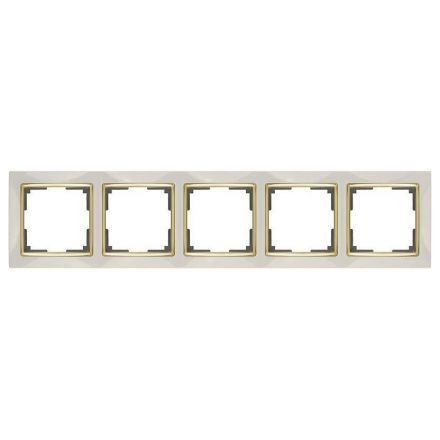 Рамка 5-местная Werkel W0051932 слоновая кость, вставка золото (WL03-Frame-05-ivory-GD)