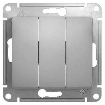 Выключатель 3-клавишный Schneider Electric Glossa Алюминий, сх.3 GSL000331