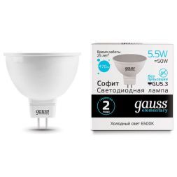 Лампа Gauss 13536 LED Elementary MR16 GU5.3 5.5W 6500К