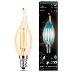 Лампа Gauss 104801805 LED Filament Candle tailed E14 5W 4100K Golden