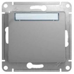 Кнопка нажимная с табличкой Schneider Electric Glossa Алюминий, сх.1 GSL000319