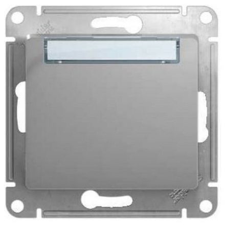 Кнопка нажимная с табличкой Schneider Electric Glossa Алюминий, сх.1 GSL000319