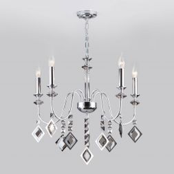 Люстра Eurosvet 10120/5 хром/дымчатый хрусталь Strotskis Smart (10110/5) Умный дом