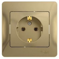 Розетка с заземлением Schneider Electric Glossa Титан (в сборе с рамкой) GSL000442