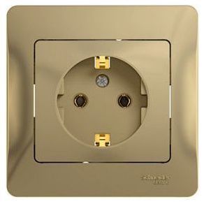Розетка с заземлением Schneider Electric Glossa Титан (в сборе с рамкой) GSL000442