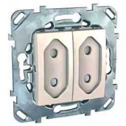 Розетка 2-ая Schneider Electric Unica Беж, б/з, 10А, со шторками, для узких вилок MGU5.3131.25ZD