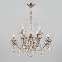 Люстра Eurosvet 10103/12 античная бронза/прозрачный хрусталь Strotskis (EUROSVET 10103/12 античная бронза/прозрачный хрусталь Strotskis)