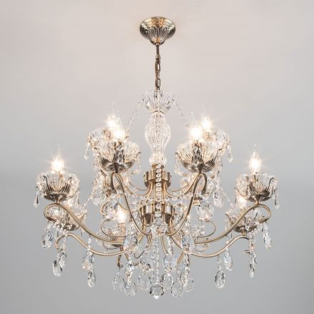 Люстра Eurosvet 10103/12 античная бронза/прозрачный хрусталь Strotskis
