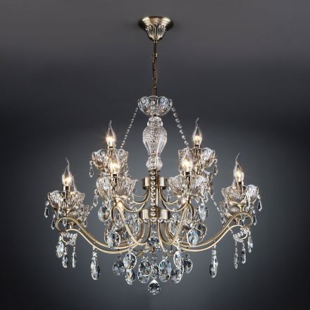 Люстра Eurosvet 10103/12 античная бронза/прозрачный хрусталь Strotskis