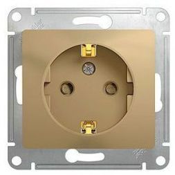 Розетка с заземлением со шторками Schneider Electric Glossa Титан GSL000445