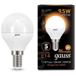 Лампа Gauss 105101110 LED Globe E14 9.5W 3000K