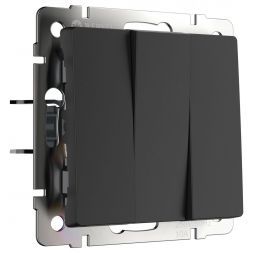 Выключатель 3-клавишный Werkel W1130008 черный матовый (WL08-SW-3G)