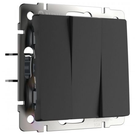 Выключатель 3-клавишный Werkel W1130008 черный матовый (WL08-SW-3G)