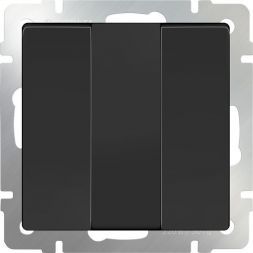Выключатель 3-клавишный Werkel W1130008 черный матовый (WL08-SW-3G)