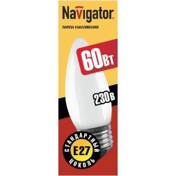 Лампа Navigator B35 E27 60W свеча NI-B-60-230-E27-FR матовая